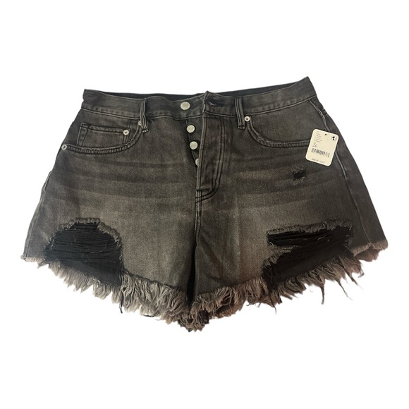 Sz 26 NWT Free People Buttonfly Black Denim Festival Shorts - Picture 4 of 6